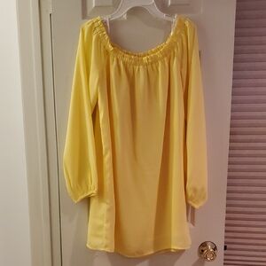 Guess Yellow Off-Shoulder Women's Dress